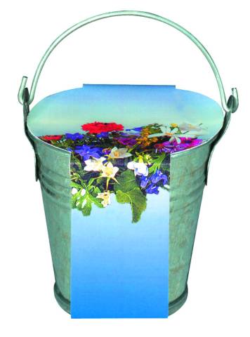 Zink-Eimerchen Blumenstrau, bunte Blumenmischung, 1-4 c Digital