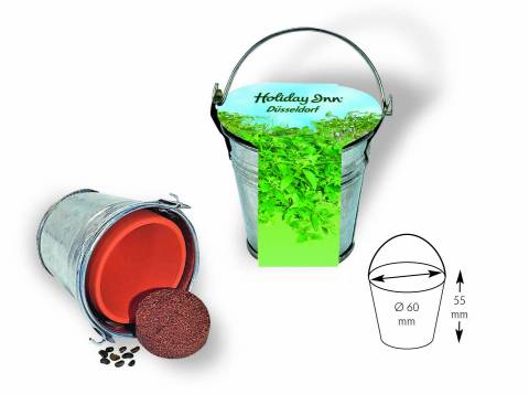 Zink-Eimerchen Kr�uter, Kresse, 1-4 c Digitaldruck inklusive 