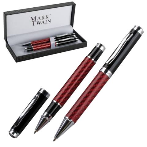 Mark Twain Schreibset  2-tlg. \Red Carbon\