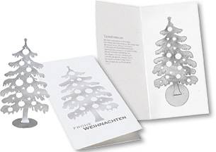 Weihnachtskarte Edelstahl-Weihnachtsbaum, 1-4 c Digitaldruck ink