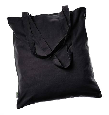 Bio Baumwolltasche Fairtrade schwarz lange Henkel 140g/m2