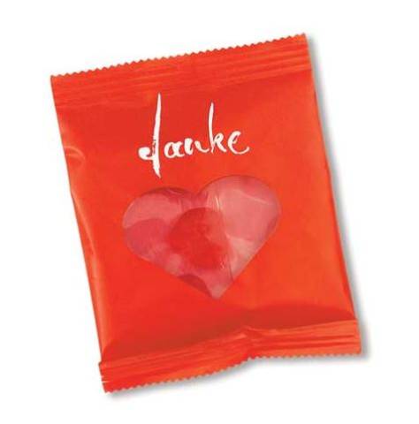 Fruchtgummi Danke in Herzform