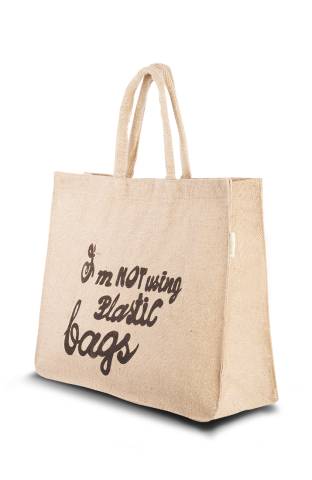 Jutetasche mit Slogan