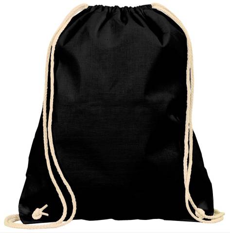 Baumwoll Turnbeutel schwarz 38x46