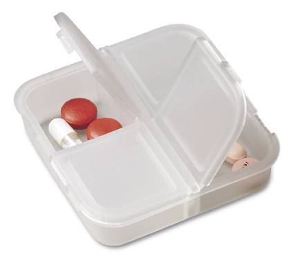 Pillendose aus Kunststoff, 4 F�cher