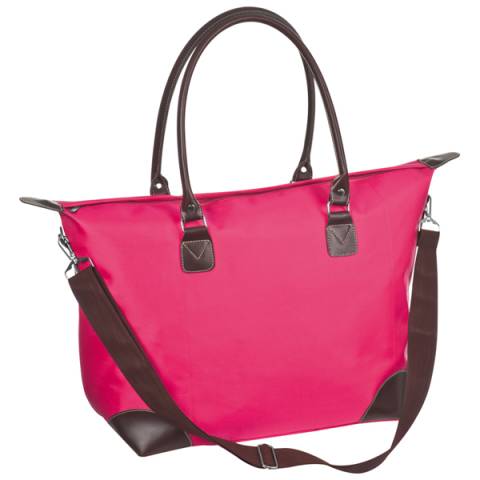 Tasche aus Nylon mit braunem PVC-Tragehenkeln