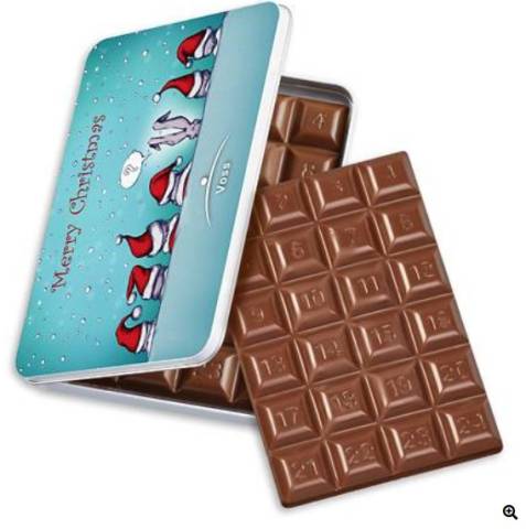 Adventskalender Schokoladentafel in Dose 60 g  35% Kakao