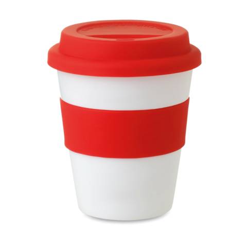 PP Becher mit Silikon-Deckel rot Astoria