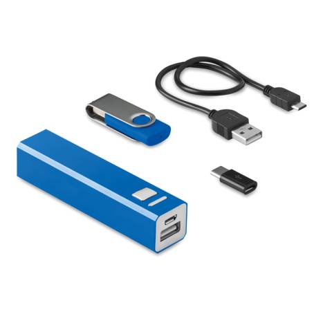 Set Powerbank/8GB USB-Stick blau Usb&Power