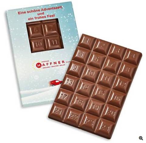 Schokoladentafel Adventskalender 60g 62 % Kakao