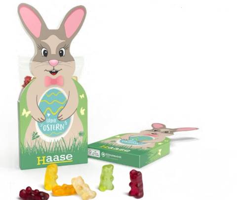 Fruchtgummi Hase 100g Werbekartonage