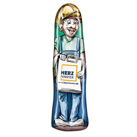 Schokoladenfigur Handwerker 8g mit Firmenlogo