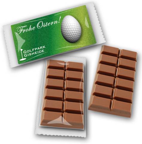 Schokoladentafel auf Werbekarte