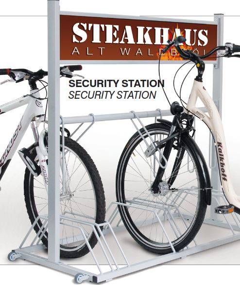 anthrazit 3er Fahrradständer mit Werbe-Schild 