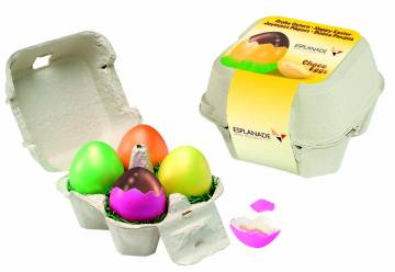 Ei-Box mit 4 Nougateier farblich sortiert in Natureischale, 1-4 