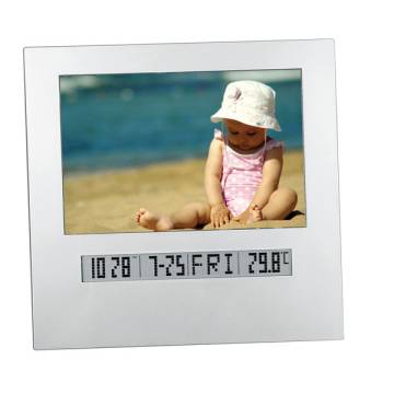 Bilderrahmen mit Uhr u.a.