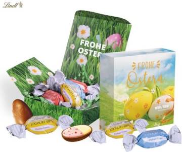 Lindt Joghurt Eier in Werbebox