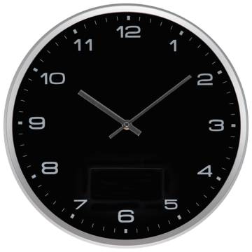 Wanduhr mit silbernem Rahmen und Click-System 