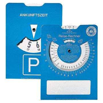 Papp-Parkscheibe Reise-Rechner