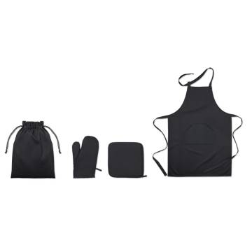 Kchen-Textil-Set schwarz SET AVENTAL