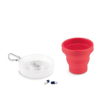 Faltbarer Silikon Becher rot Cup Pill
