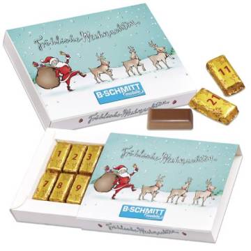 Schuber Adventskalender Goldbarren Happiness