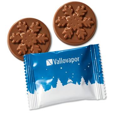 Fairtrade Werbe Schoko Taler `Schneeflocke` ab 1500 St.