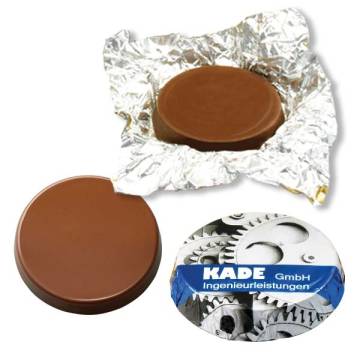 Schoko Taler Alu Folie mit Logo bedrucken ab 1500 St.