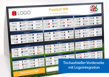 WM Spielplan Tischaufsteller mit Logo